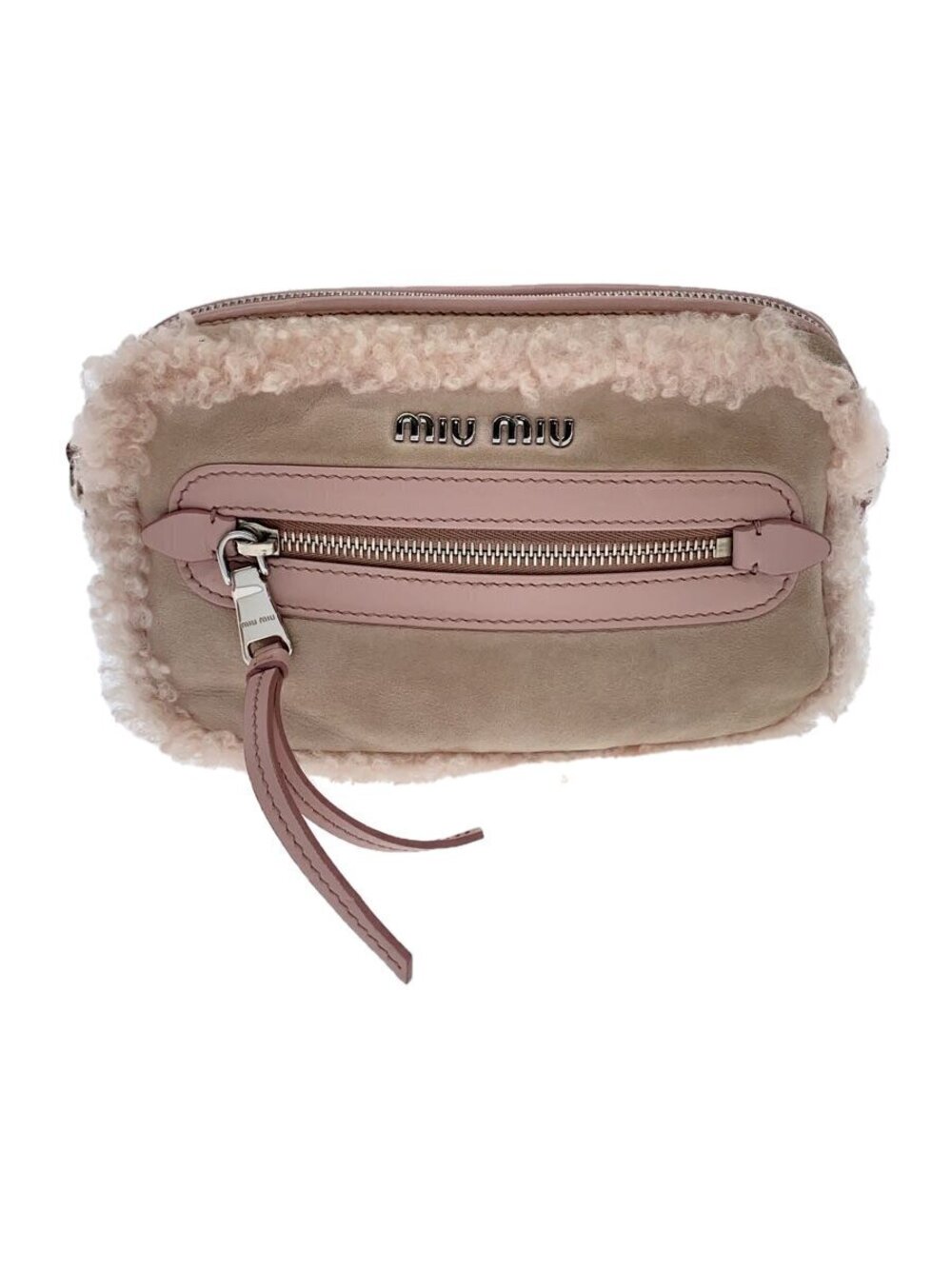Miu Miu Pink Sheepskin Shearling Shoulder Bag Suede Pink